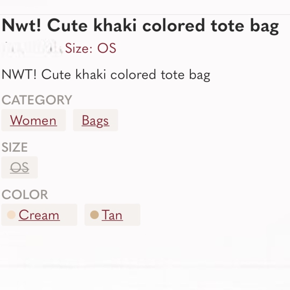 (REDUCED) KHAKI COLORED TOTE BAG - Picture 2 of 2